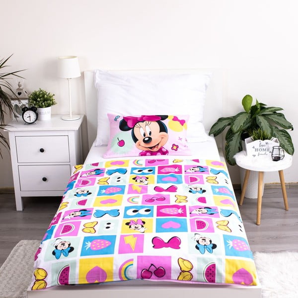 Lenjerie de pat pentru copii roz din bumbac pentru pătuț 100x135 cm Minnie "Sweet" – Jerry Fabrics-image-3