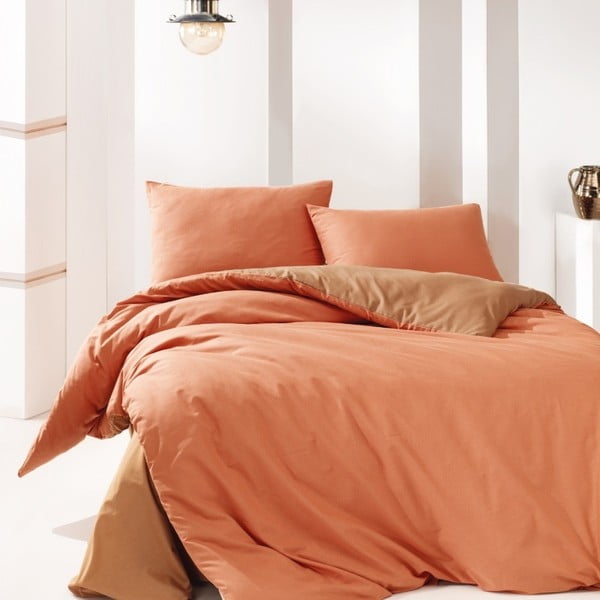 Lenjerie de pat din bumbac cu cearșaf Marie Claire Suzy, 160 x 220 cm, scorțișoară