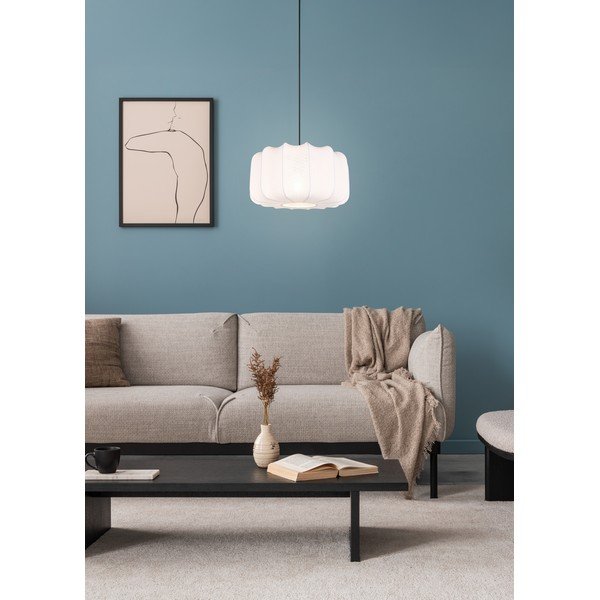 Lustră albă din metal cu abajur textil ø 40 cm Madleine – Reality-image-2