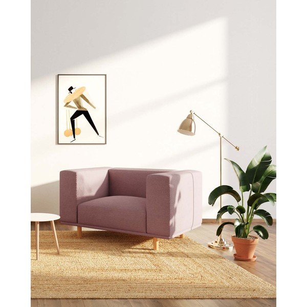 Fotoliu de relaxare roz cu tapițerie  bouclé Kukumo – Ame Yens-image-1