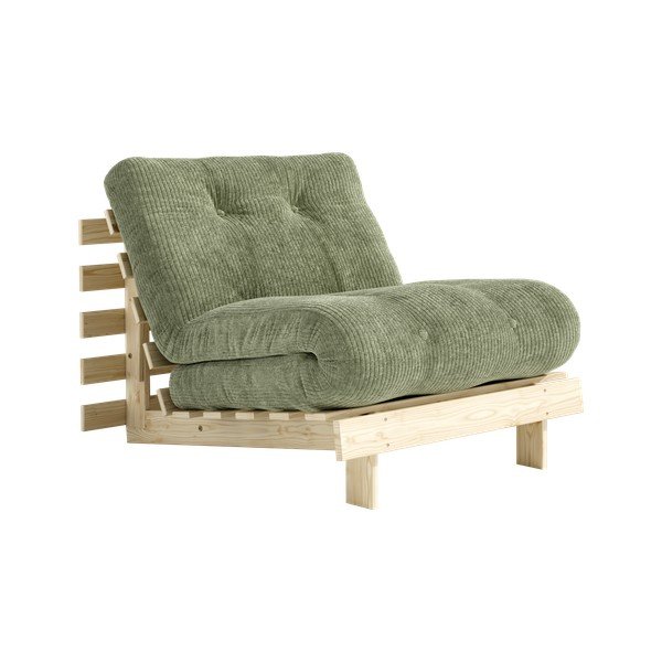 Fotoliu verde extensibil de tip futon cu tapițerie din catifea reiată Roots – Karup