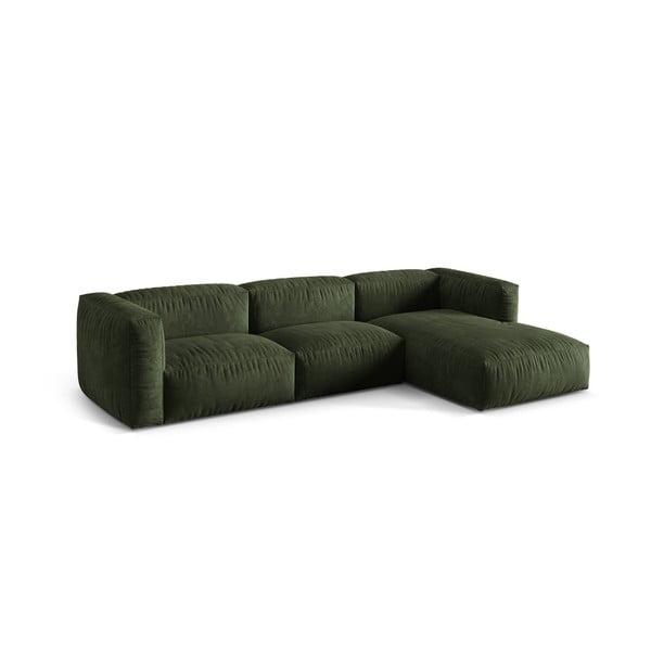 Colțar modular verde cu tapițerie din catifea (cu colț pe partea dreaptă/cu șezlong) Martina – Micadoni -image-3