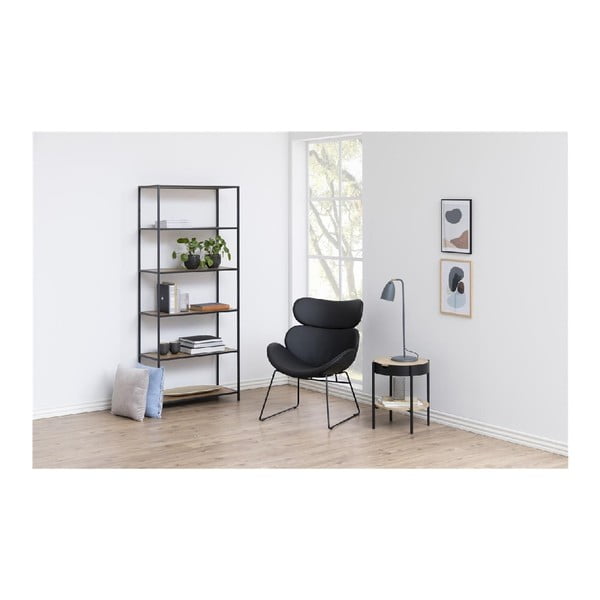 Etajeră neagră/în culoare naturală cu aspect de lemn de stejar 77x185 cm Seaford – Actona-image-3