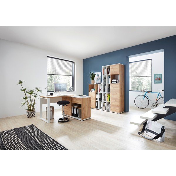 Bibliotecă albă cu aspect de stejar 85x120 cm Lioni - Germania-image-1