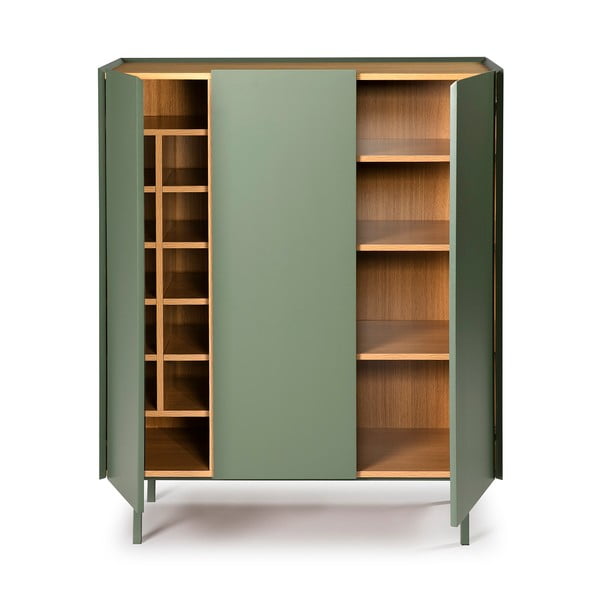 Comodă verde înaltă cu aspect de lemn de stejar 95x120 cm Arista – Teulat-image-3