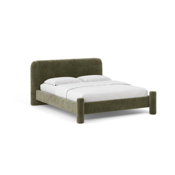 Pat matrimonial verde tapițat cu somieră 180x200 cm Vera – Micadoni 
