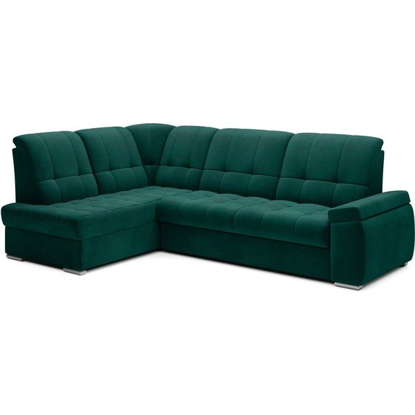 Colțar verde extensibil/cu spațiu de depozitare cu tapițerie din catifea (cu colț pe partea stângă/în formă de ”L”) Sado – ELTAP-image-2