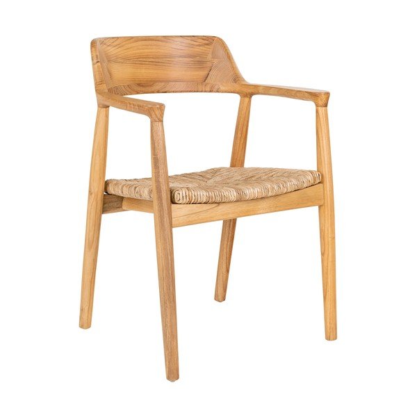 Scaun de dining în culoare naturală cu cotiere din lemn masiv Getafe – House Nordic