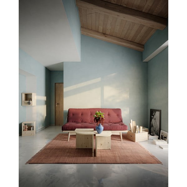 Canapea variabilă cu tapițerie din catifea reiată Karup Design Folk Raw/Pale Blue-image-1