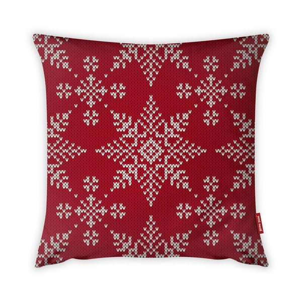 Față de pernă Vitaus Christmas Period Red Snowflakes Pattern, 43 x 43 cm