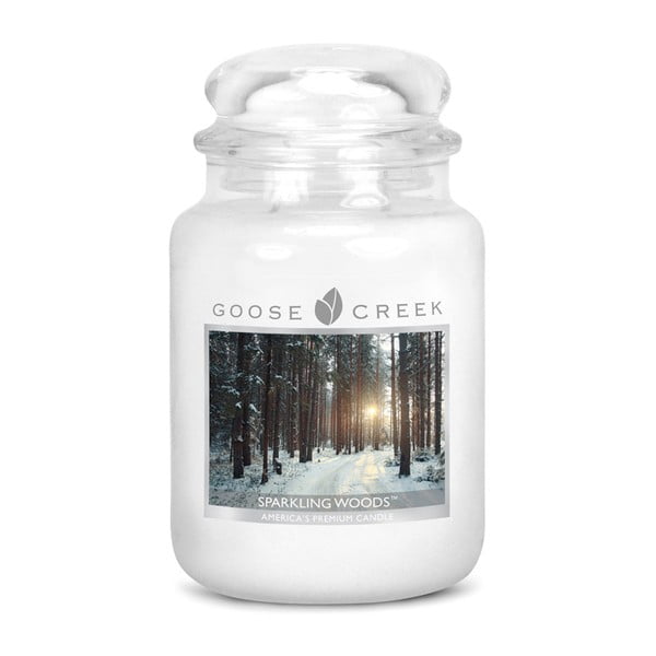 Lumânare parfumată în recipient de sticlă Goose Creek Sparkling Woods, 150 ore de ardere