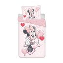 Lenjerie de pat pentru copii roz din bumbac pentru pat de o persoană 140x200 cm Minnie "Balloon" – Jerry Fabrics