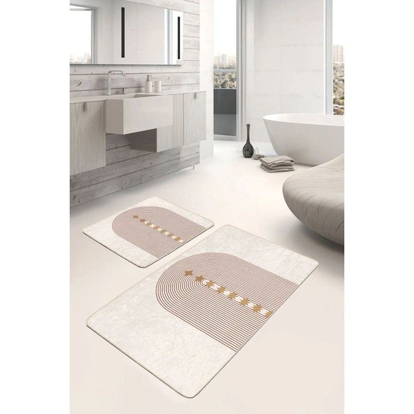 Covorașe de baie bej 2 buc. din catifea 60x100 cm – Mila Home-image-4