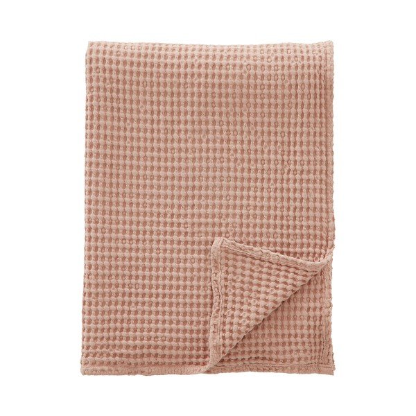 Pătură roz prăfuit din bumbac 150x200 cm Jaipur Chunky Waffle – Pineapple Elephant