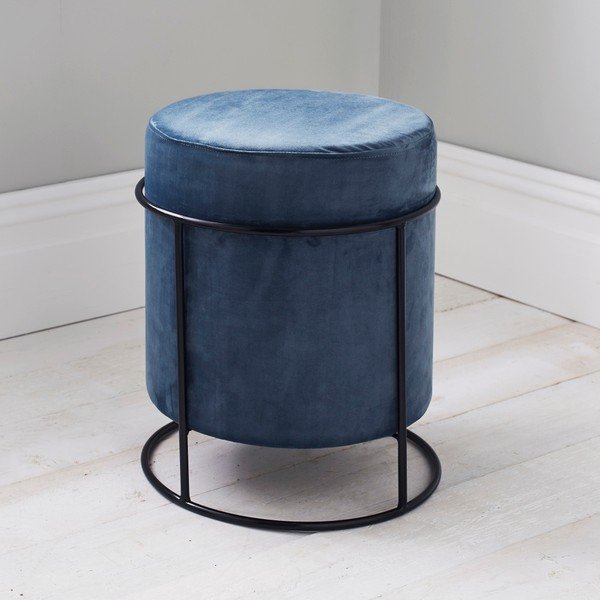 Puf tapițat Native Stack, ⌀ 37 cm, albastru-image-1