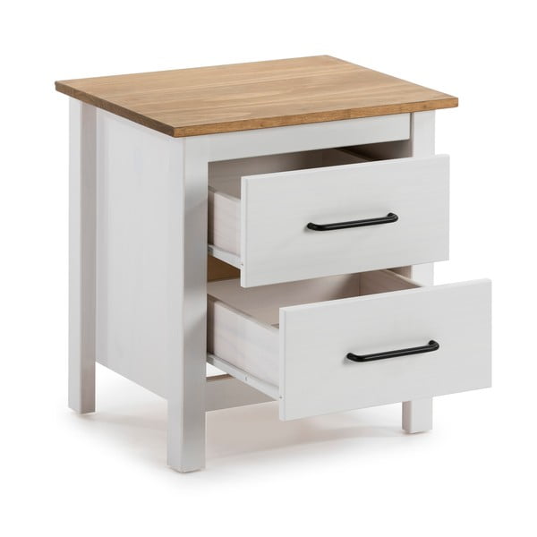 Noptieră din lemn Marckeric Miranda, alb-image-2