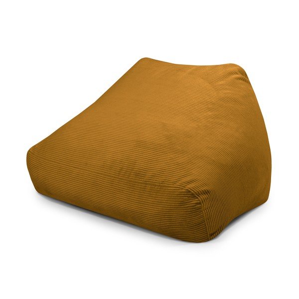 Fotoliu bean bag galben muștar cu tapițerie din catifea reiată Sofa Snug – SLOWDOWN
