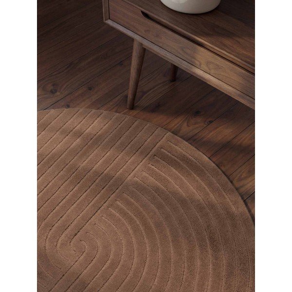 Covor bej țesut manual rotund din lână ø 120 cm Arcura – Vikosa-image-2