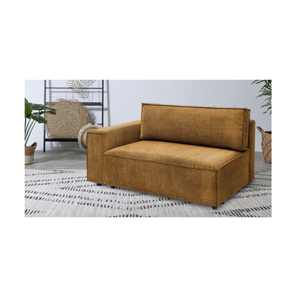 Modul pentru canapea galben muștar cu tapițerie din catifea reiată  (cu colț pe partea stângă ) Nihad modular – Bobochic Paris-image-1