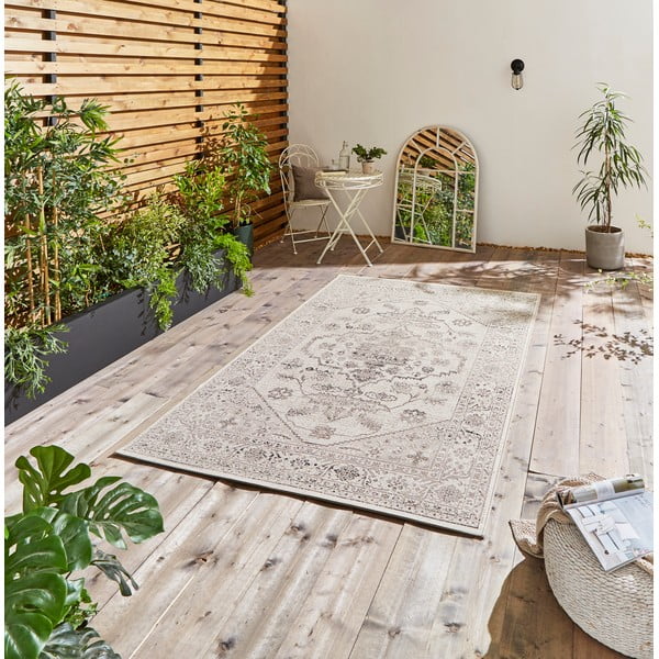 Covor de exterior alb fildeș/negru 170x120 cm Miami - Think Rugs-image-1