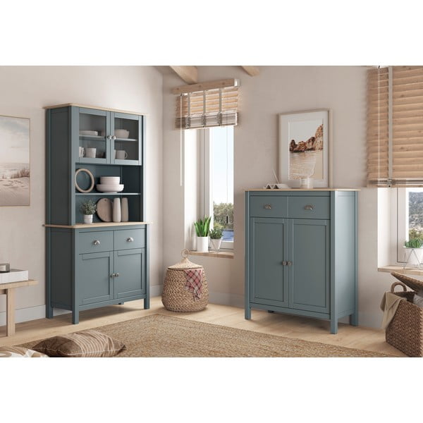 Comodă verde prăfuit din lemn de pin 90x110x40 cm Misti – Marckeric-image-1