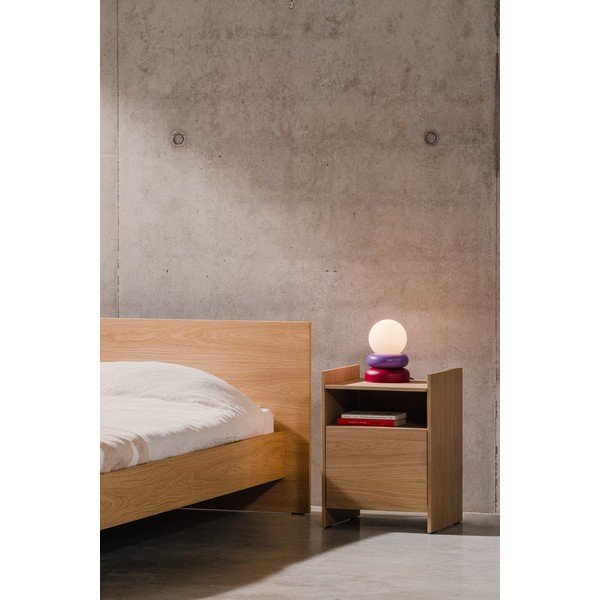 Veioză roșie/mov din lemn masiv cu abajur din sticlă (înălțime 24 cm) Otem – noo.ma-image-4