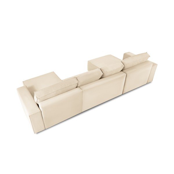 Canapea extensibilă din catifea în formă de U Mazzini Sofas Azalea, bej-image-4