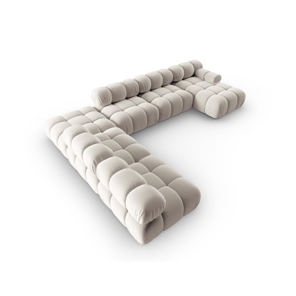 Colțar modular bej cu tapițerie din catifea (cu colț pe partea stângă /în formă de "U") Bellis – Micadoni -image-4