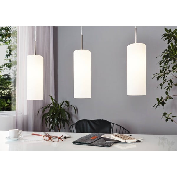 Lustră albă/argintie cu abajur din sticlă TROY 3 – EGLO-image-1