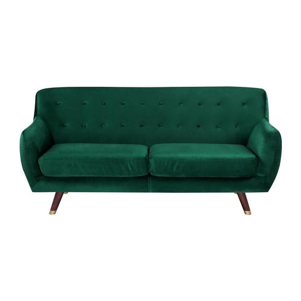 Canapea cu 3 locuri cu tapițerie din catifea Monobeli Bradley, verde smarald