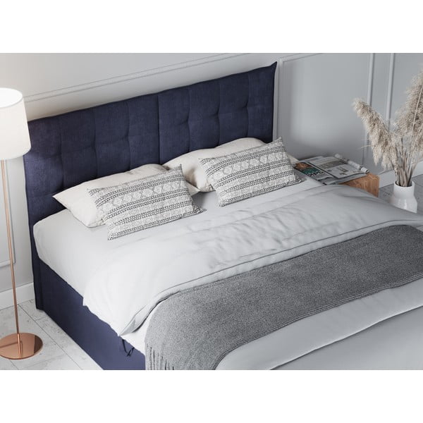 Pat boxspring 200x200 cm albastru închis cu spațiu de depozitare Echaveria – Mazzini Beds-image-1