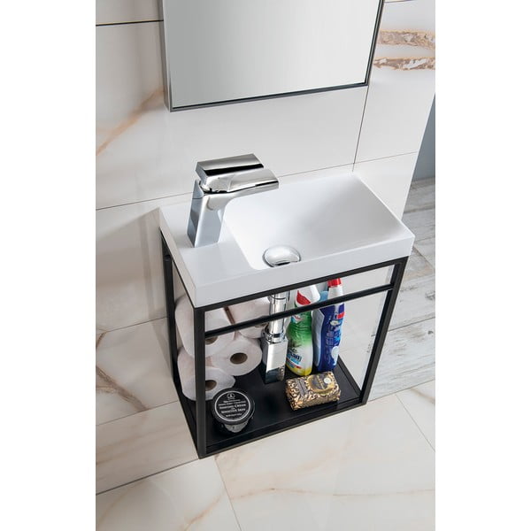 Etajeră fără lavoar neagră suspendată din metal 39,5x45 cm Crest – Sapho-image-2