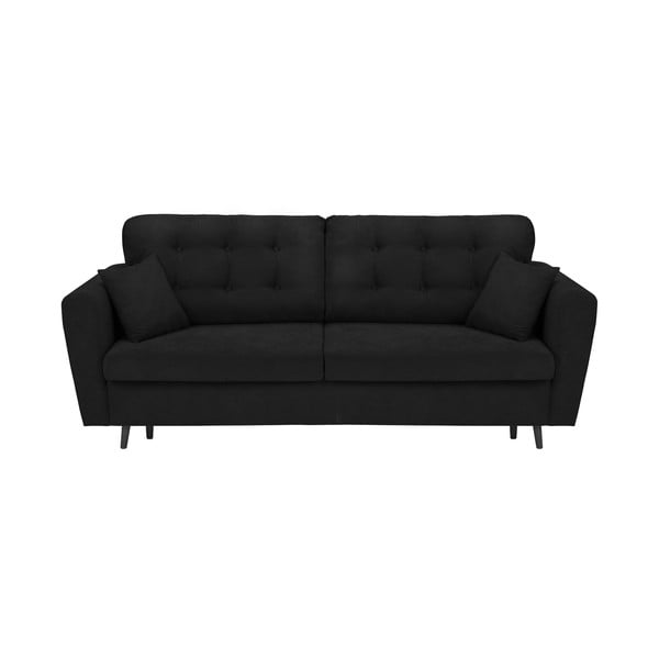 Canapea extensibilă cu 3 locuri și spațiu pentru depozitare Cosmopolitan Design Lyon, negru