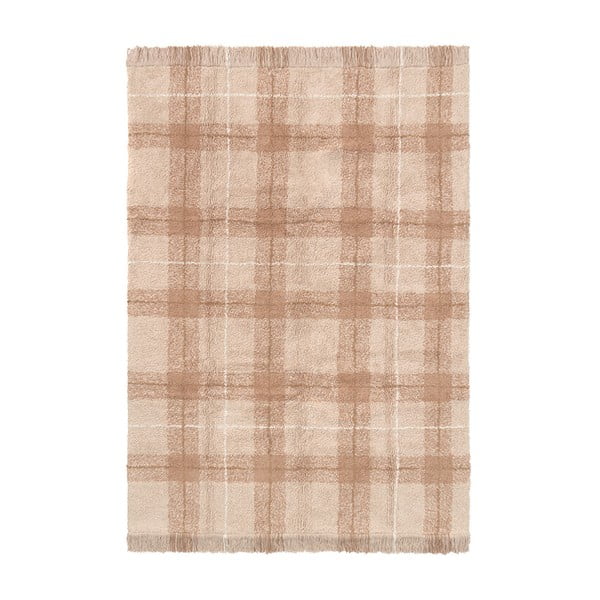 Covor roz deschis lavabil, țesut manual din bumbac 140x190 cm Tartan Rose – Lorena Canals
