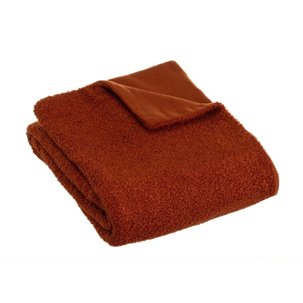 Pătură cărămizie din sherpa 130x160 cm Sherpa Bouclé – Casa Selección