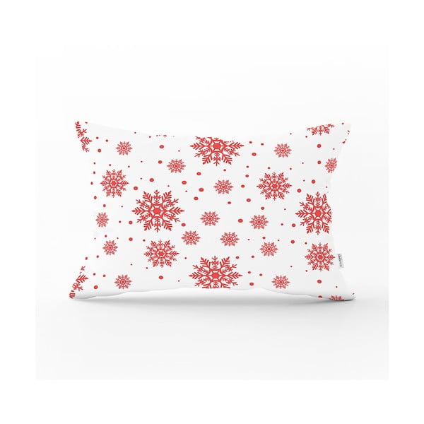 Față de pernă cu model de Crăciun Minimalist Cushion Covers Red Snowflakes, 35 x 55 cm
