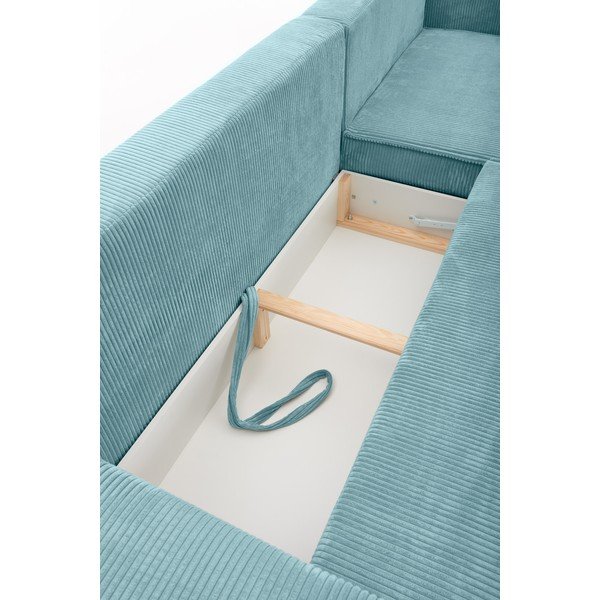 Colțar extensibil variabil cu tapițerie din reiat Bonami Selection Bowie, turcoaz-image-1