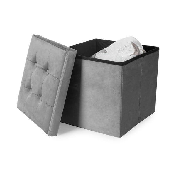 Taburet gri cu tapițerie din catifea – Compactor-image-3