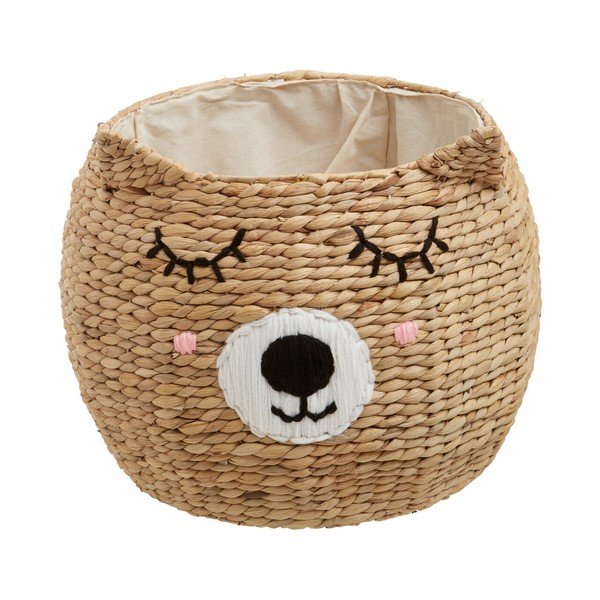 Coș de jucării pentru copii în culoare naturală din zambilă de apă ø 49x40 cm Lidi Cat Face – Premier Housewares