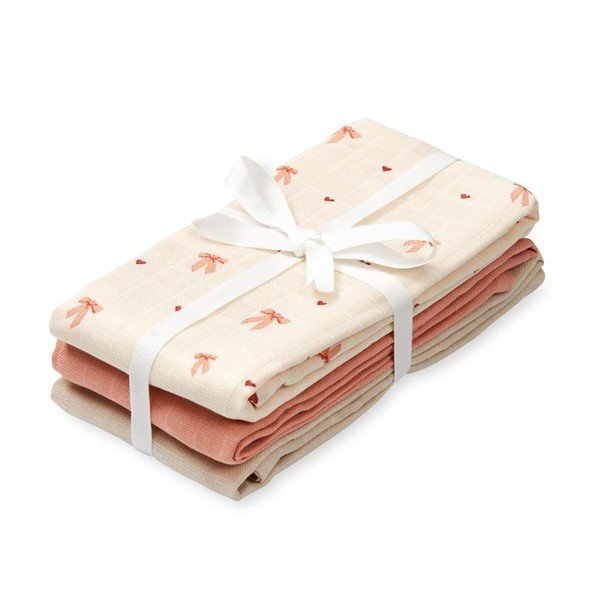 Scutece roz/bej 3 buc. din muselină 70x70 cm Bows – Cam Cam Copenhagen