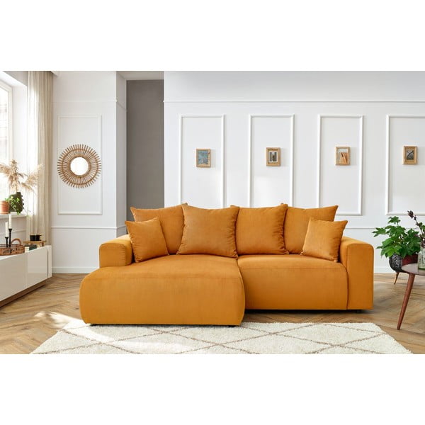 Colțar galben ocru cu tapițerie din catifea Enjoy – Bobochic Paris-image-1