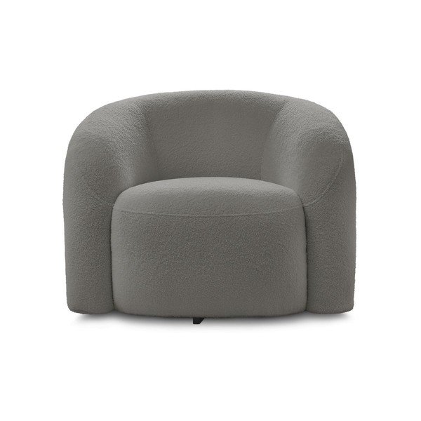 Fotoliu gri pivotant cu tapițerie din țesătură bouclé Elina – Bobochic Paris-image-2