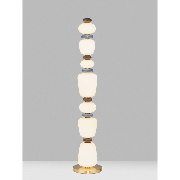 Lampadar alb/auriu LED cu intensitate reglabilă din metal cu abajur din porțelan/cu abajur din sticlă (înălțime 130,5 cm) Palo – Nova Luce-image-1