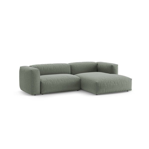 Colțar modular verde prăfuit extensibil (cu colț pe partea dreaptă/cu șezlong) – Micadoni -image-3