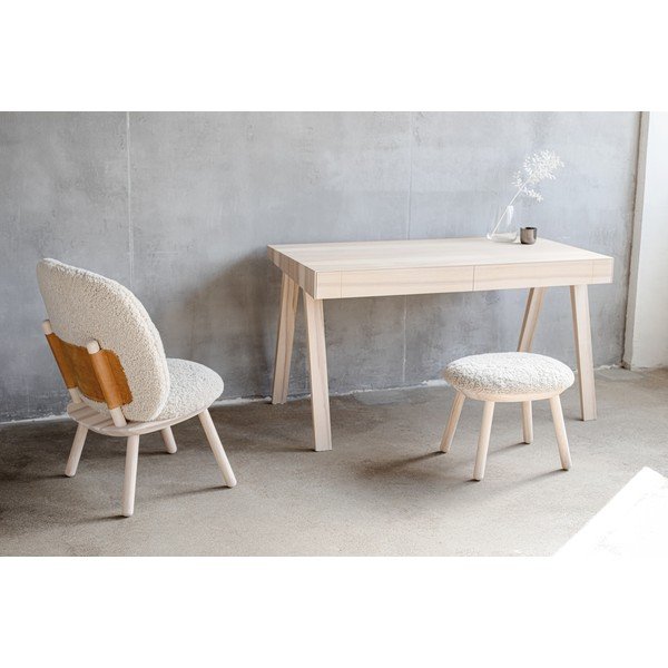 Taburet cu tapițerie din lână de oaie EMKO Naïve, bej-image-4