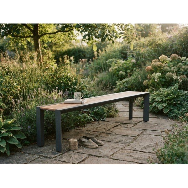 Bancă de grădină gri închis/maro din metal Silea – Garden Pleasure-image-3