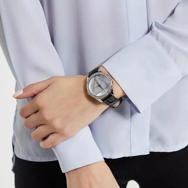 Ceas damă Guess W0884L3, curea din piele, negru-image-1