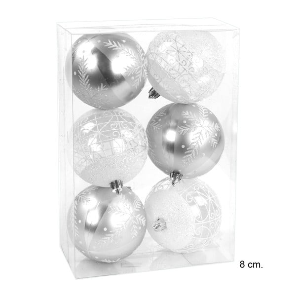 Set 6 globuri de Crăciun Unimasa, argintiu