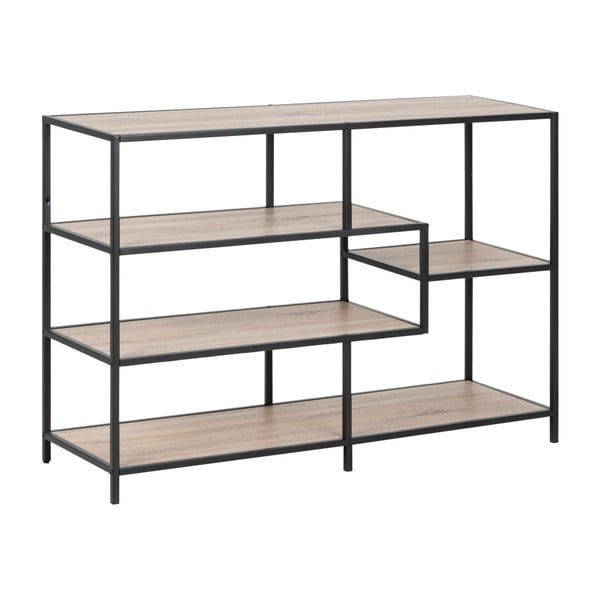 Bibliotecă neagră/cu aspect de lemn de stejar 114x78 cm Seaford – Actona-image-2