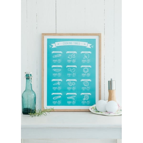 Poster Follygraph Cooking Times Turquoise, 50x70 cm